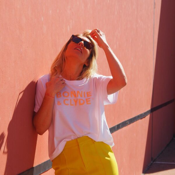 T-Shirt Very Loose BONNIE & CLYDE Blanc / Pêche