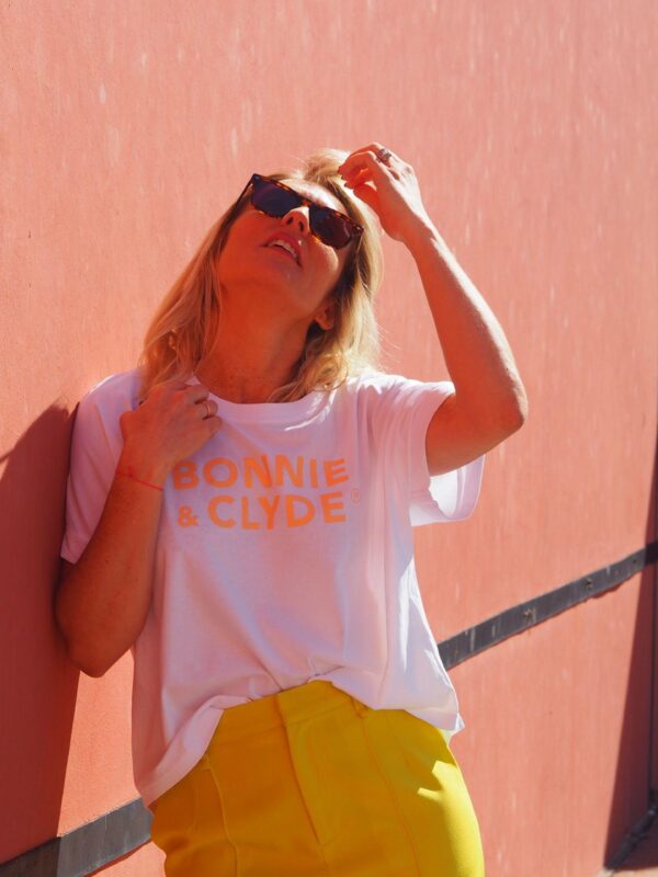 T-Shirt Very Loose BONNIE & CLYDE Blanc / Pêche