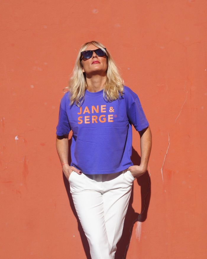 T-Shirt Boxy   JANE & SERGE   Purple Love / Orange
