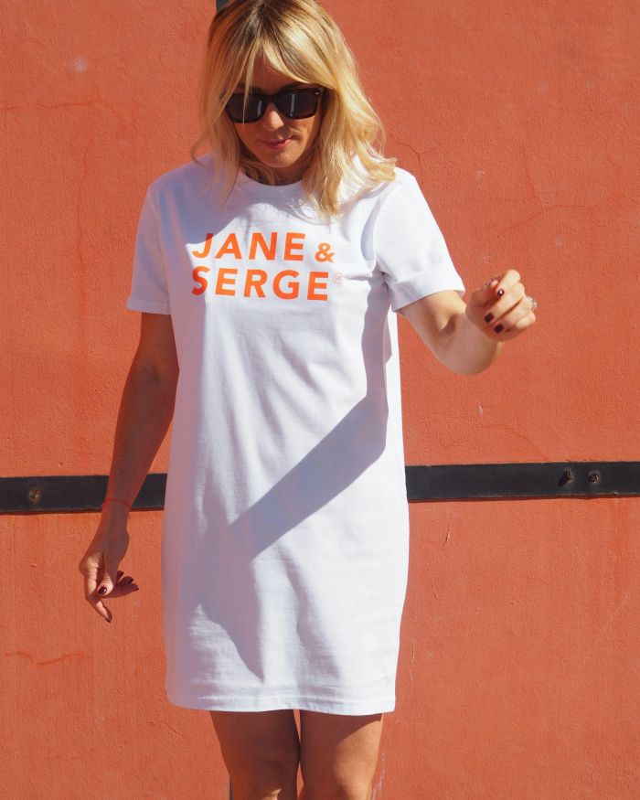Robe T-Shirt  JANE & SERGE   Blanc / Orange