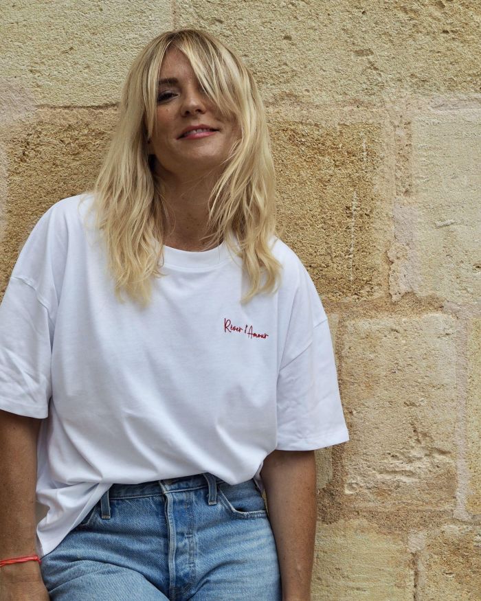 T-Shirt Oversize RÊVER D’AMOUR   White /  Broderie rouge