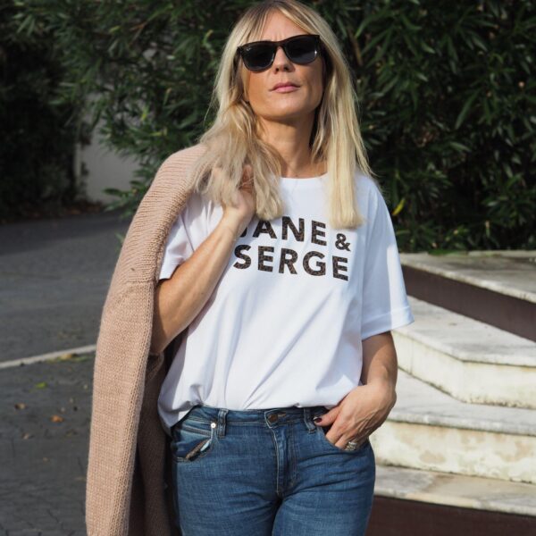 T-Shirt Very Loose JANE & SERGE Blanc / Léopard
