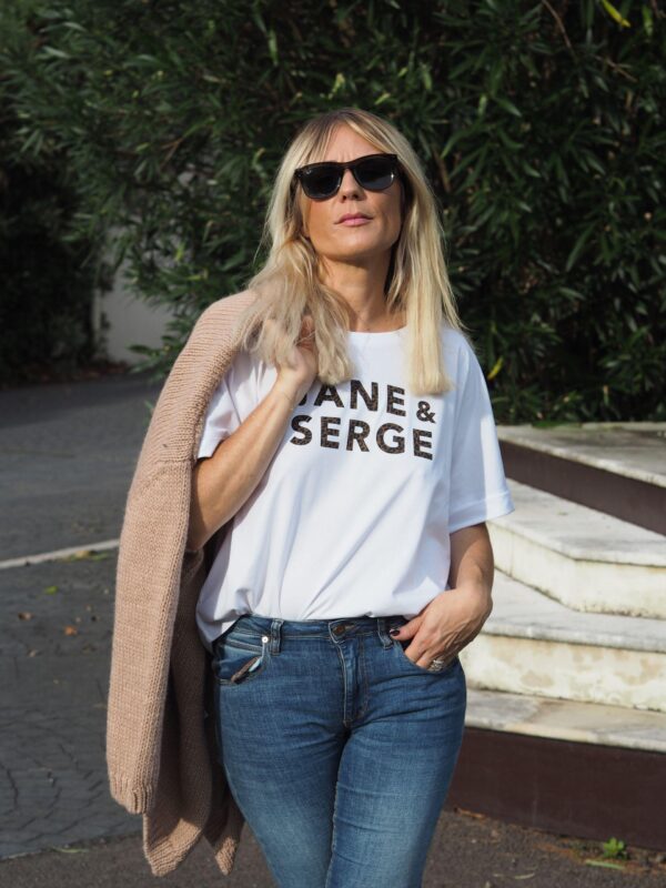 T-Shirt Very Loose JANE & SERGE Blanc / Léopard