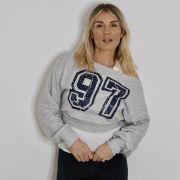 Sweat croped Marcelle PRETTY GIRLS CLUB Gris chiné / Navy
