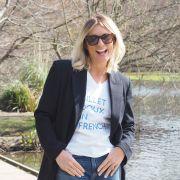 T-Shirt Col V  BILLET DOUX   Blanc / Bleu