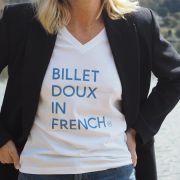 T-Shirt Col V  BILLET DOUX   Blanc / Bleu