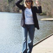T-Shirt Col V  BILLET DOUX   Blanc / Bleu