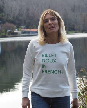 Sweat Raglan Loose  BILLET DOUX  Crème / Vert