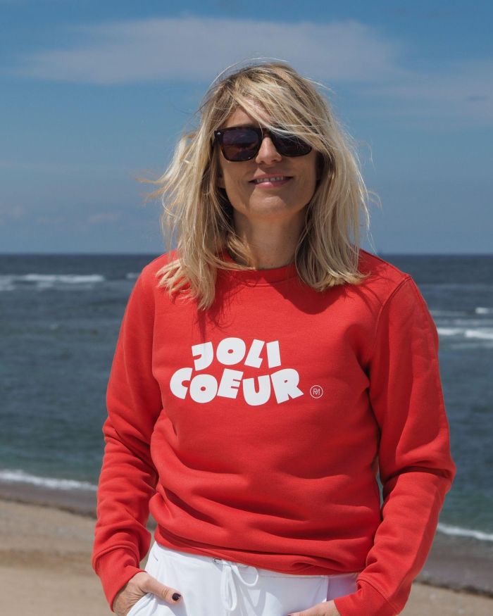 Sweat JOLI COEUR Paprika / Blanc