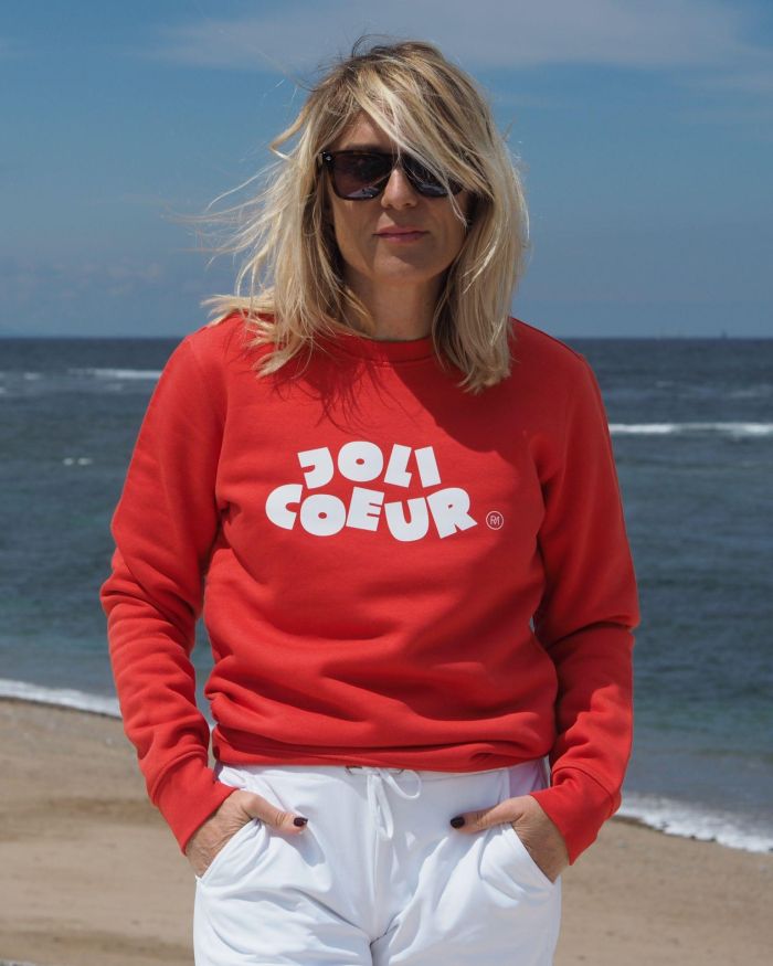 Sweat JOLI COEUR Paprika / Blanc