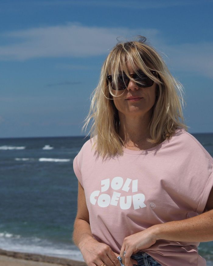 T-Shirt Loose   JOLI COEUR   Rose / Blanc