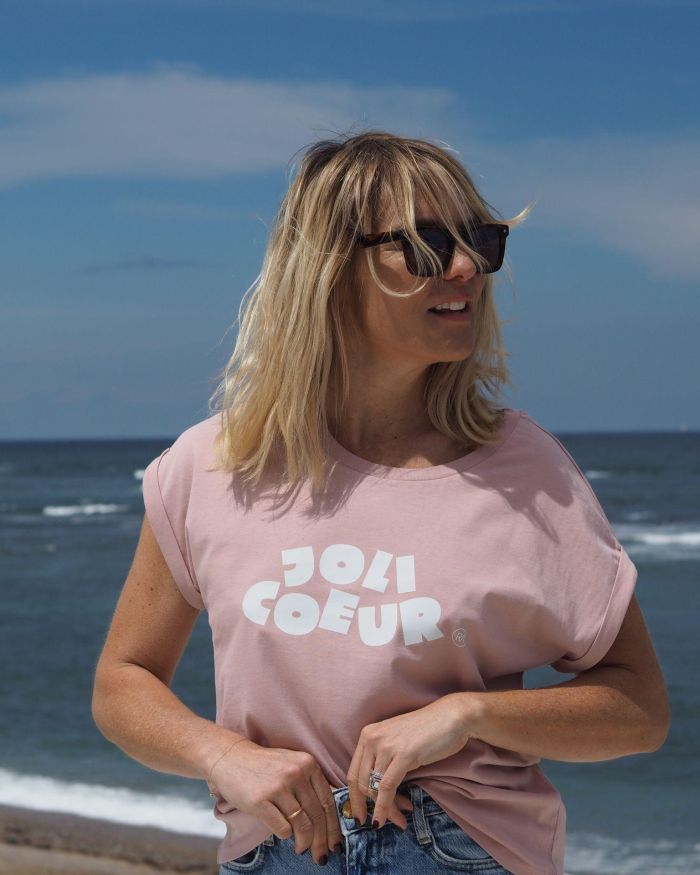 T-Shirt Loose   JOLI COEUR   Rose / Blanc