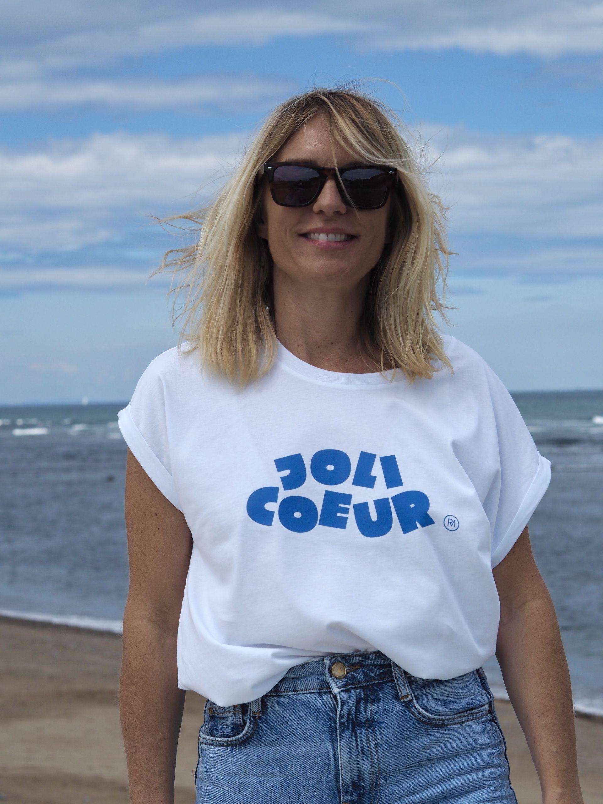 T-Shirt Loose   JOLI COEUR   Blanc / Bleu