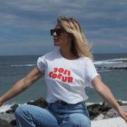 T-Shirt Loose   JOLI COEUR   Blanc / Tangerine
