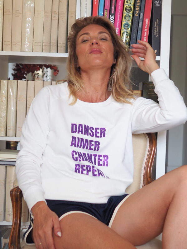 Sweat Raglan Loose  REPEAT   Cream / Purple