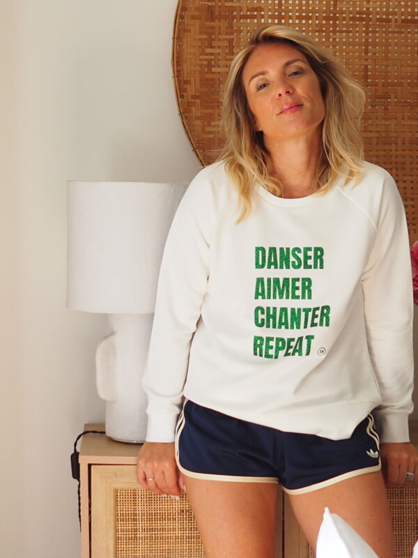Sweat Raglan Loose  REPEAT   Cream / Green
